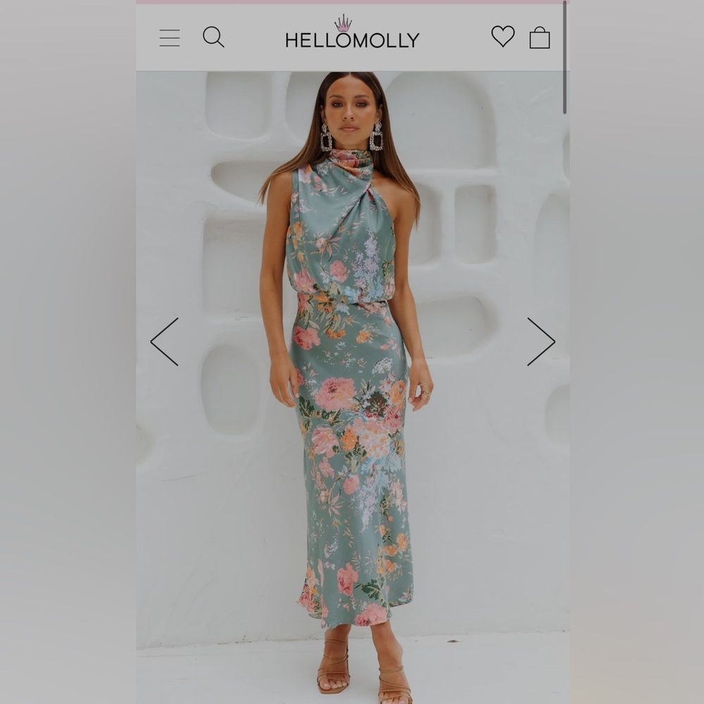 Hello Molly One Shoulder Floral Dress - Green and Pink